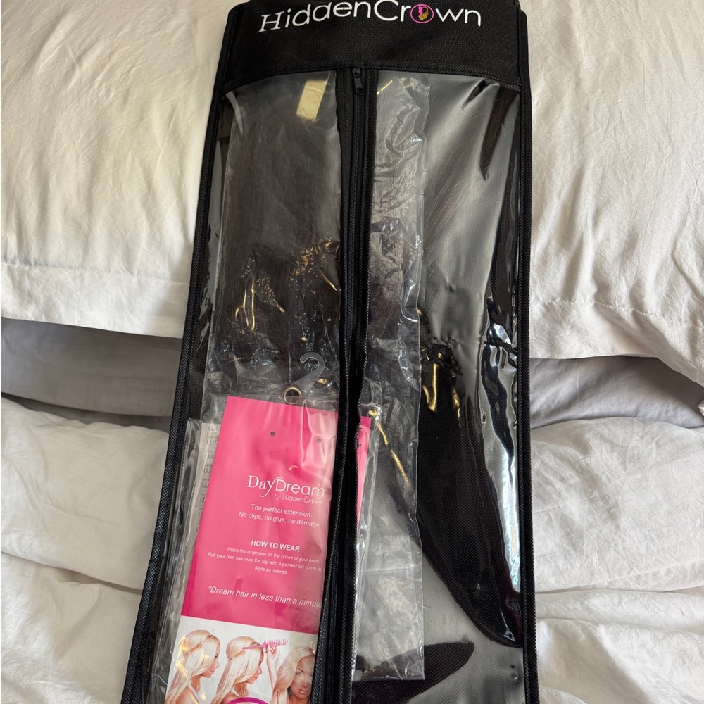 Hidden Crown Brown Human hair daydream halo and topper set with extra wire.